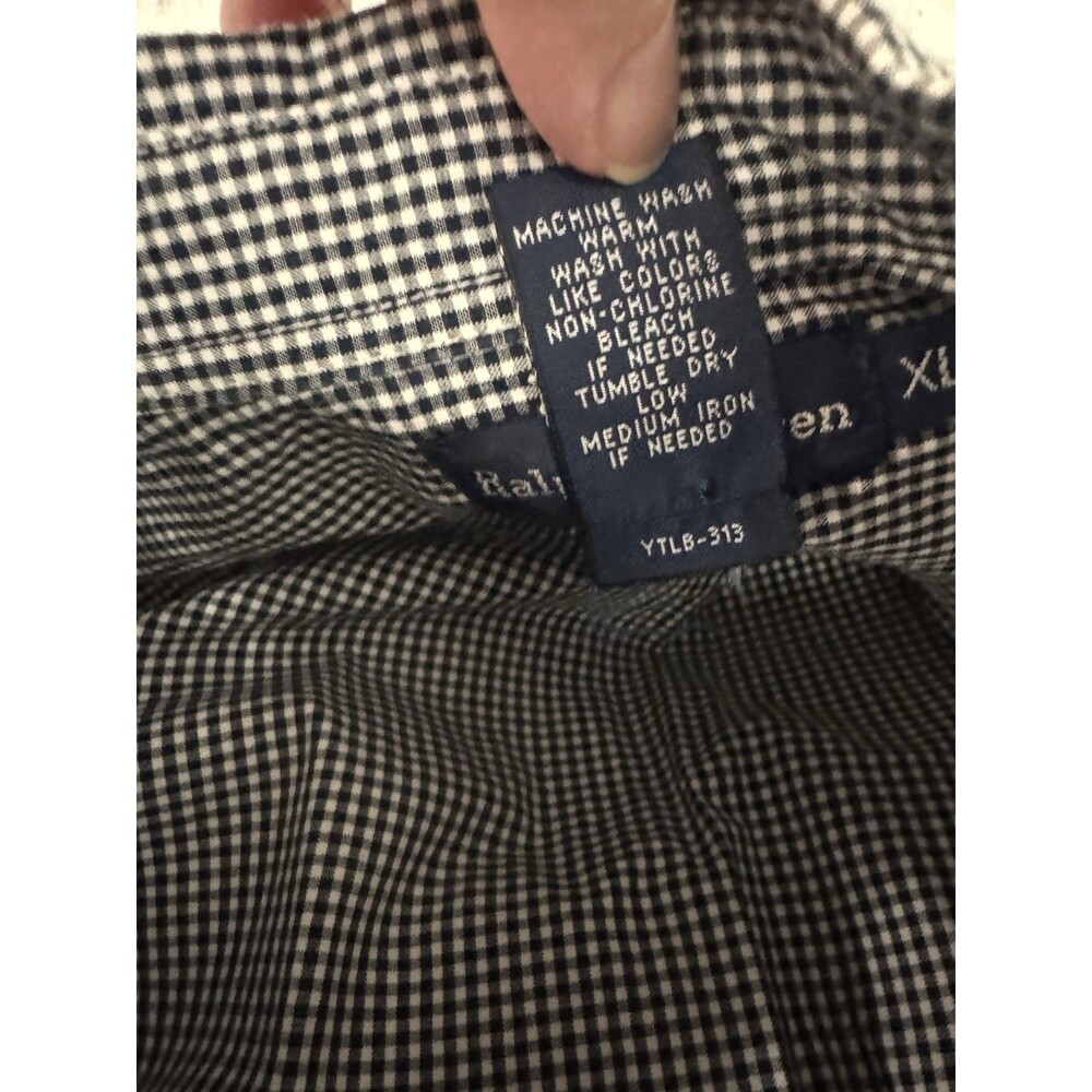 VTG Ralph Lauren Shirt Mens XL Blue White Blaire Check Button Red Pony 90's - Picture 6 of 6